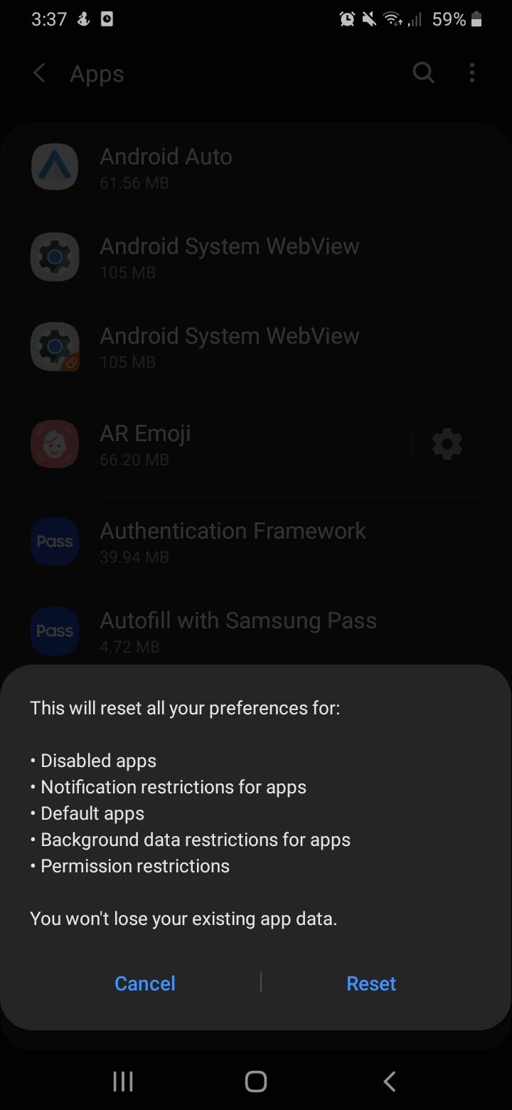 Сброс настроек приложений на Android