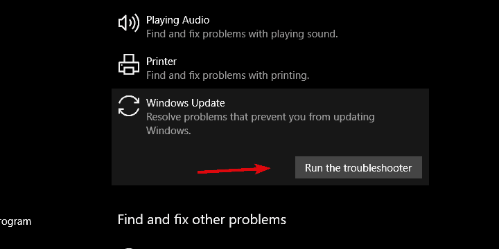 Запуск средства устранения неполадок Центра обновления Windows