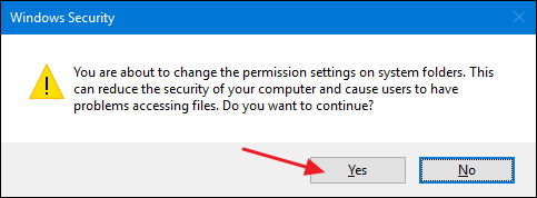 Подтвердите предупреждение безопасности при удалении