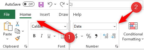 Нажмите стрелку рядом с полем Формат числа