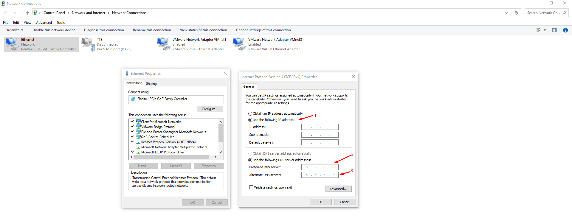 Установка DNS Google