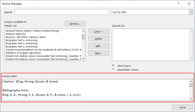 Превью источника в Word для Windows