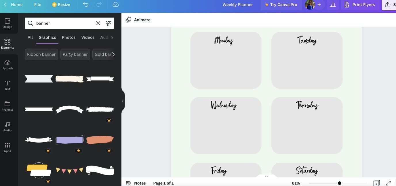 Подписи дней и линии для записей