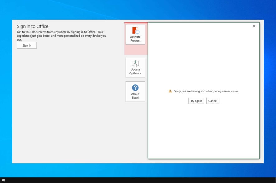 Fix: Sorry we are having temporary server issues — Office 365