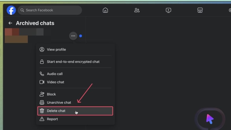 Иллюстрация: удаление архива на сайте Messenger