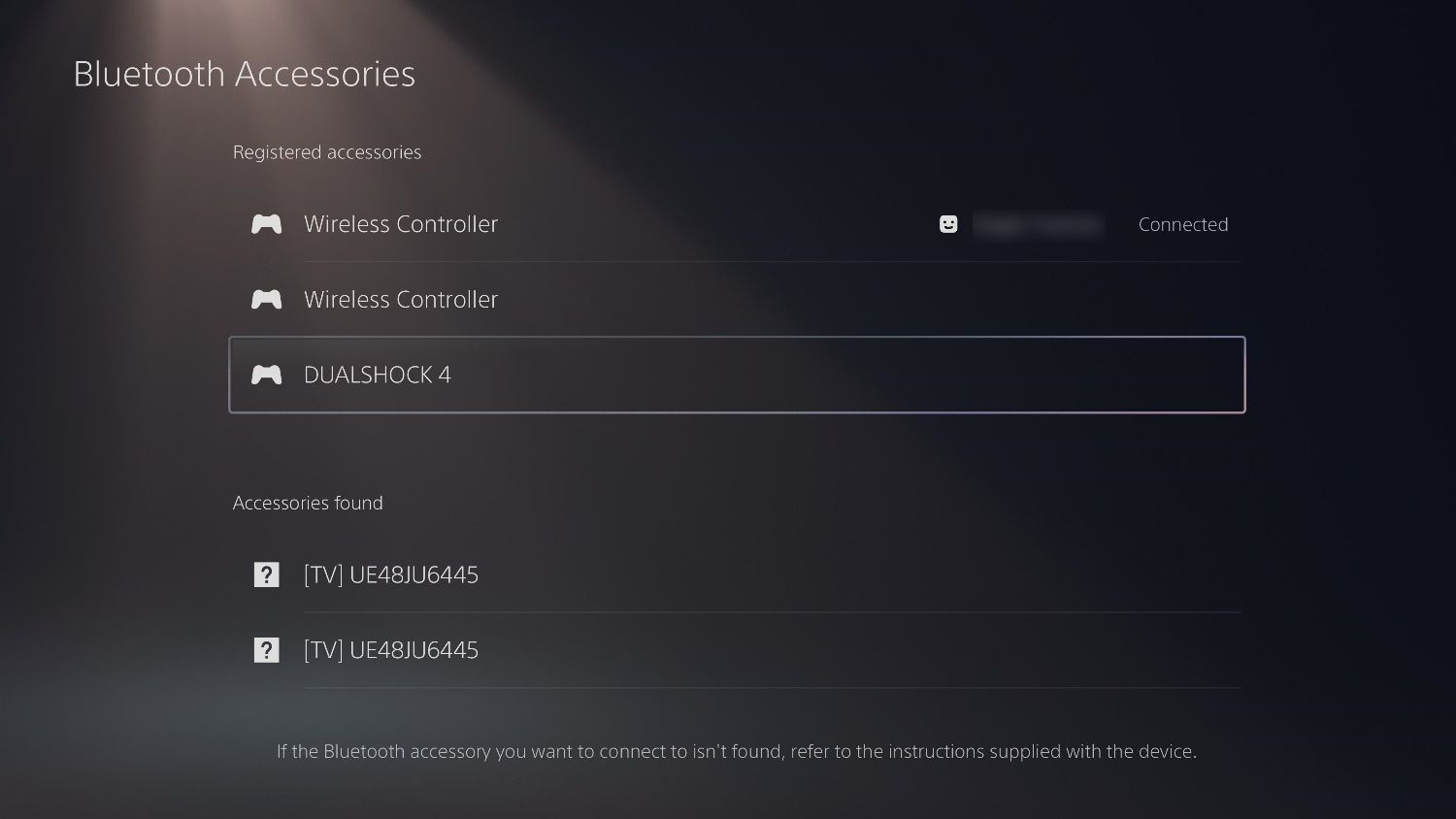 список Bluetooth-аксессуаров PS5 с зарегистрированным DualShock 4