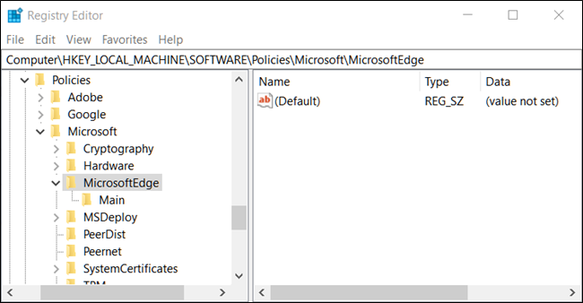 Ключ MicrosoftEdge