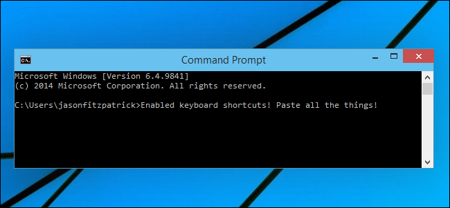 Ctrl+V в командной строке Windows 10