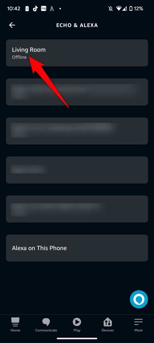 Список устройств Alexa