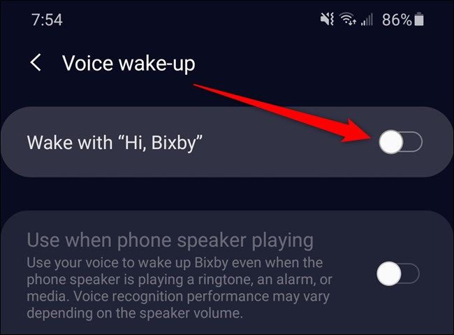 Отключите голосовое пробуждение «Hi, Bixby»