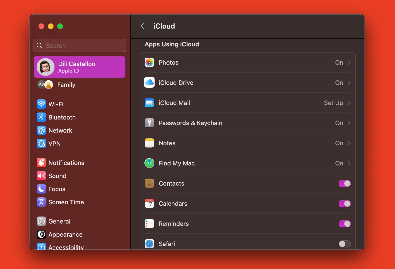Настройки iCloud на Mac
