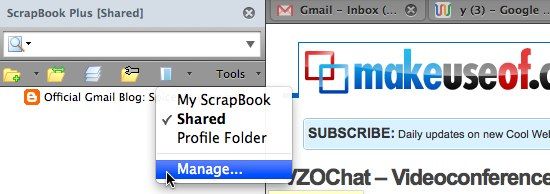 Добавление нового скрапбука и выбор папки в Dropbox