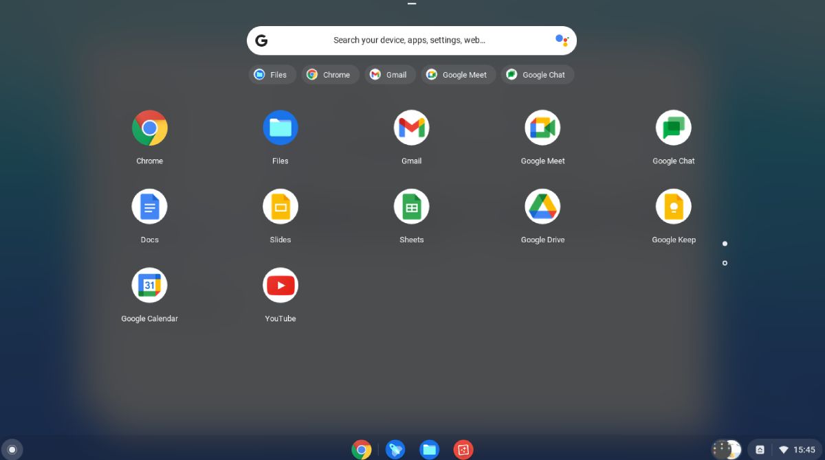 Меню приложений ChromeOS Flex
