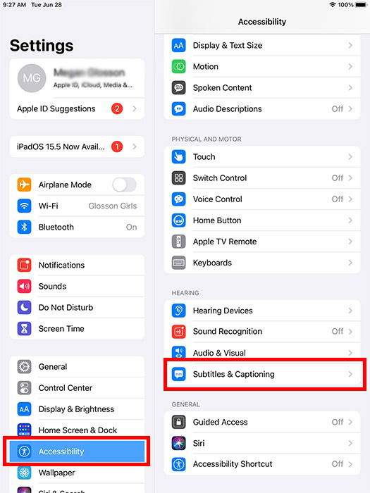 Настройки субтитров и подписей