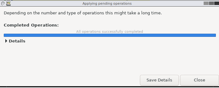 Сообщение об успешном завершении операции