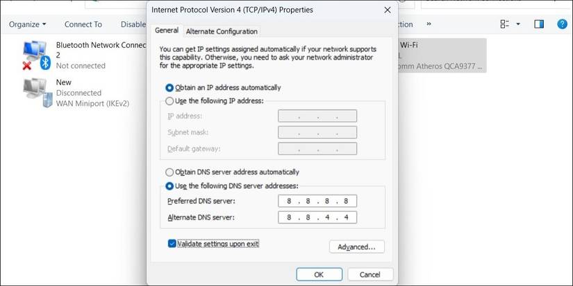 Окно свойств IPv4 в Windows.