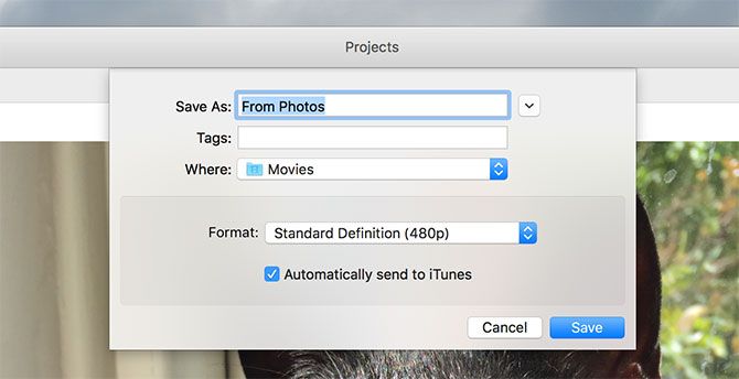 Экспорт слайдшоу из Фото с отправкой в iTunes