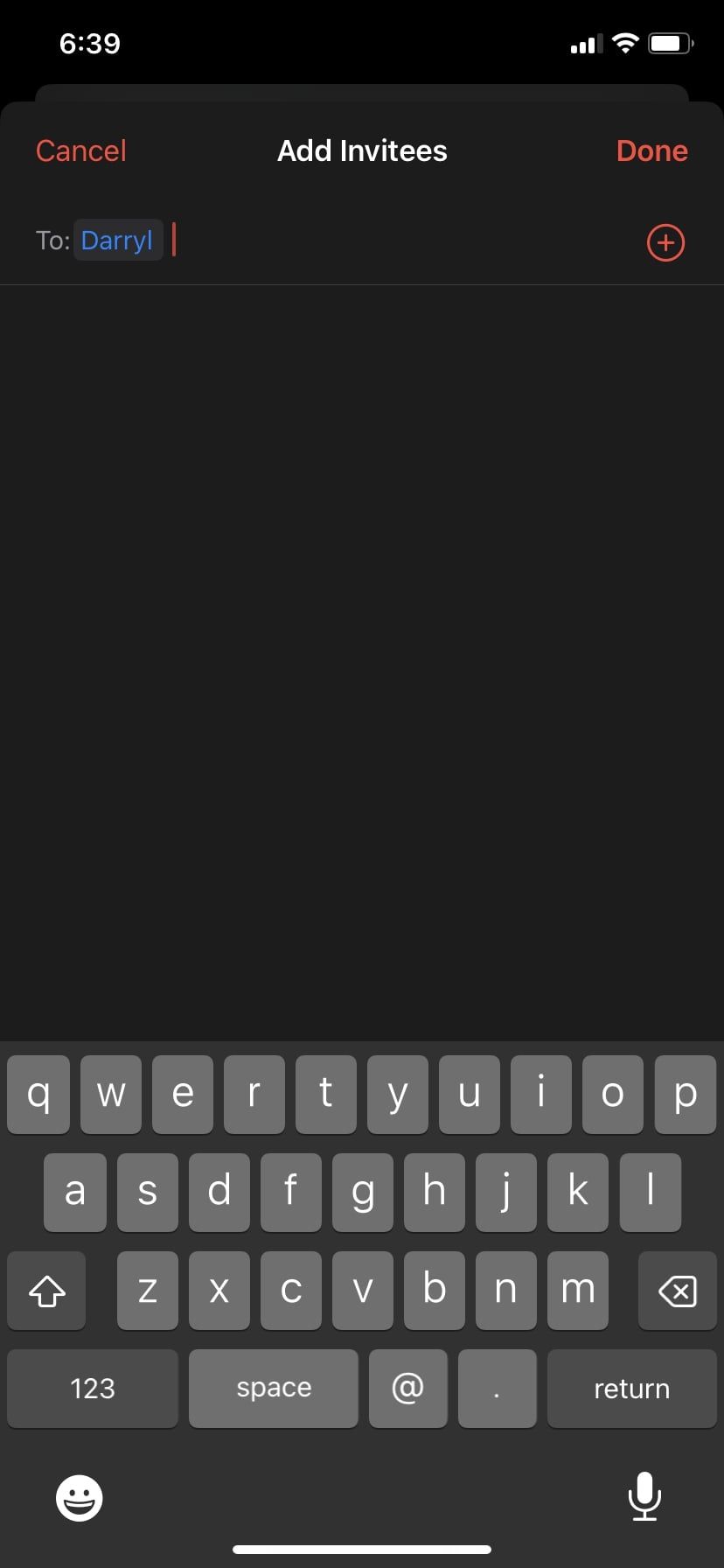 Добавление участников в событие на iPhone