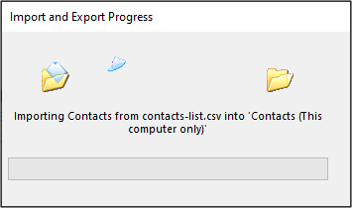 Прогресс импортирования контактов в Outlook