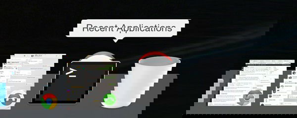 Стек «Недавние» в Dock рядом с Корзиной