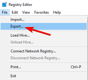 Экспорт реестра: меню Файл -> Экспорт