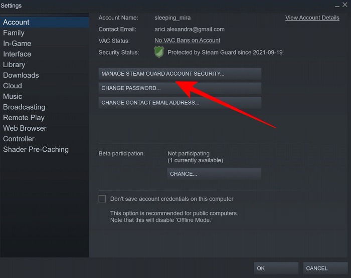 Gérer Steam Guard PC