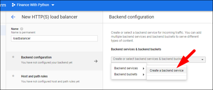 Параметры бэкенда при создании балансировщика