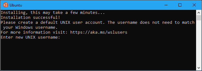 Процесс установки Ubuntu из Microsoft Store