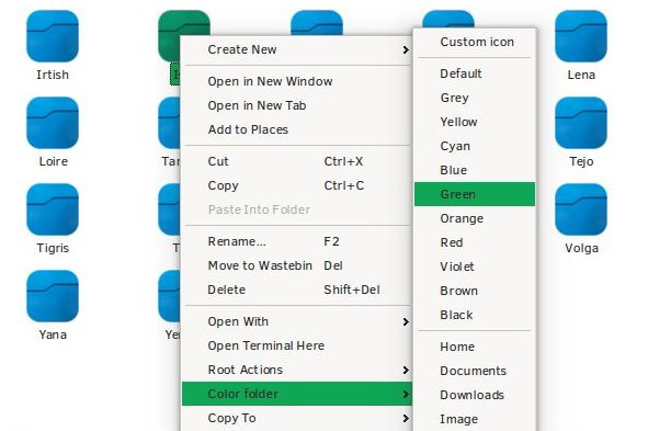 Пункт меню Color Folder в контекстном меню