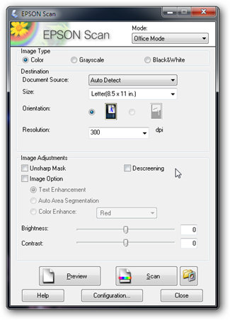 Интерфейс драйвера сканера с расширенными опциями