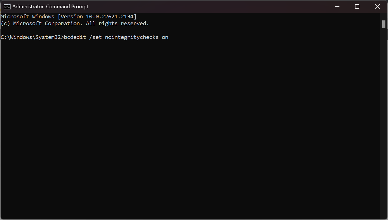 Screenshot for command prompt