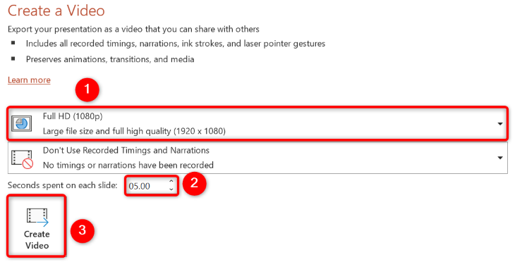 Нажмите «Создать видео».