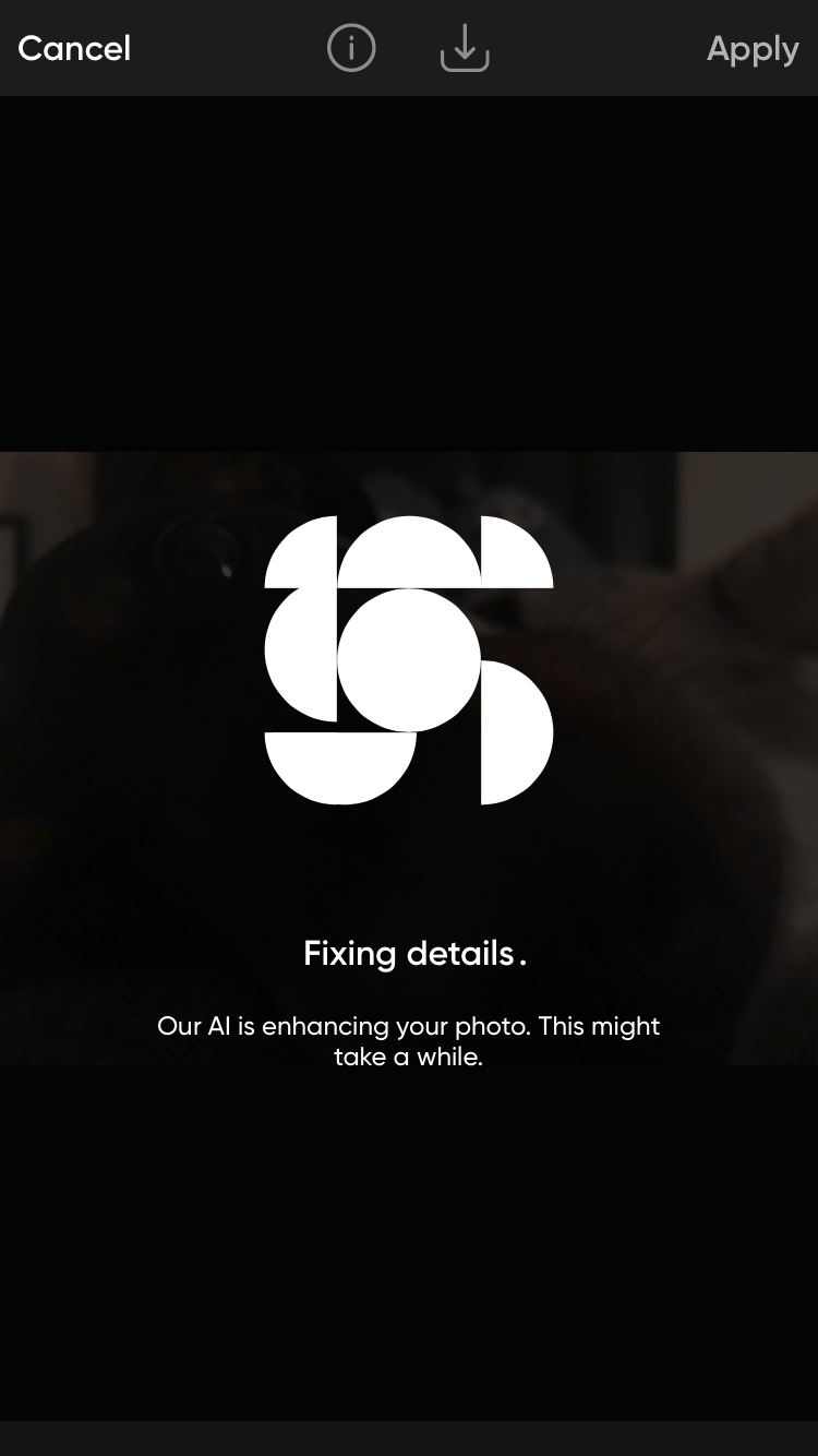 Ожидание результатов AI Enhance в Picsart