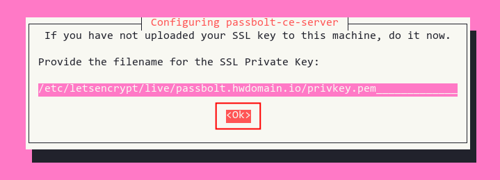 Ввод пути к приватному ключу privkey.pem