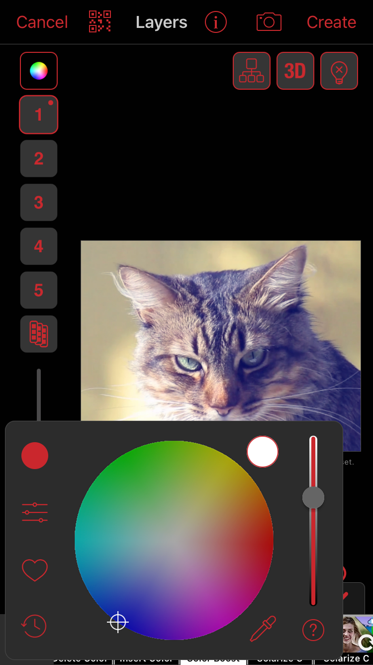 Кольцо выбора цвета в Video Star с указателем и ползунком непрозрачности