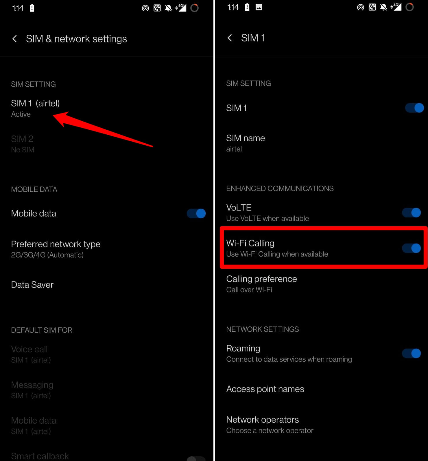 Включить WiFi‑звонки на Android