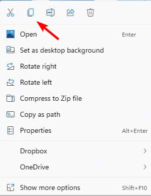 Копирование в Windows 11 — пункт контекстного меню «Копировать»