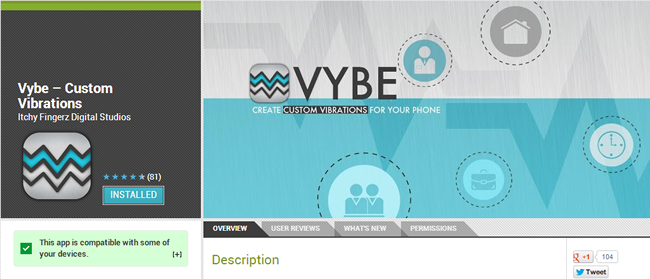 Интерфейс Vybe: экран записи вибрации