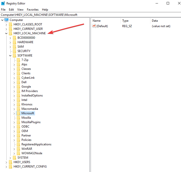 Раздел реестра UpdateExeVolatile в regedit