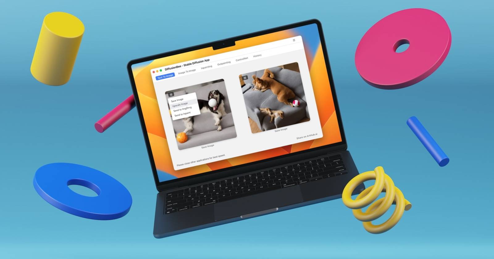 Интерфейс DiffusionBee на MacBook