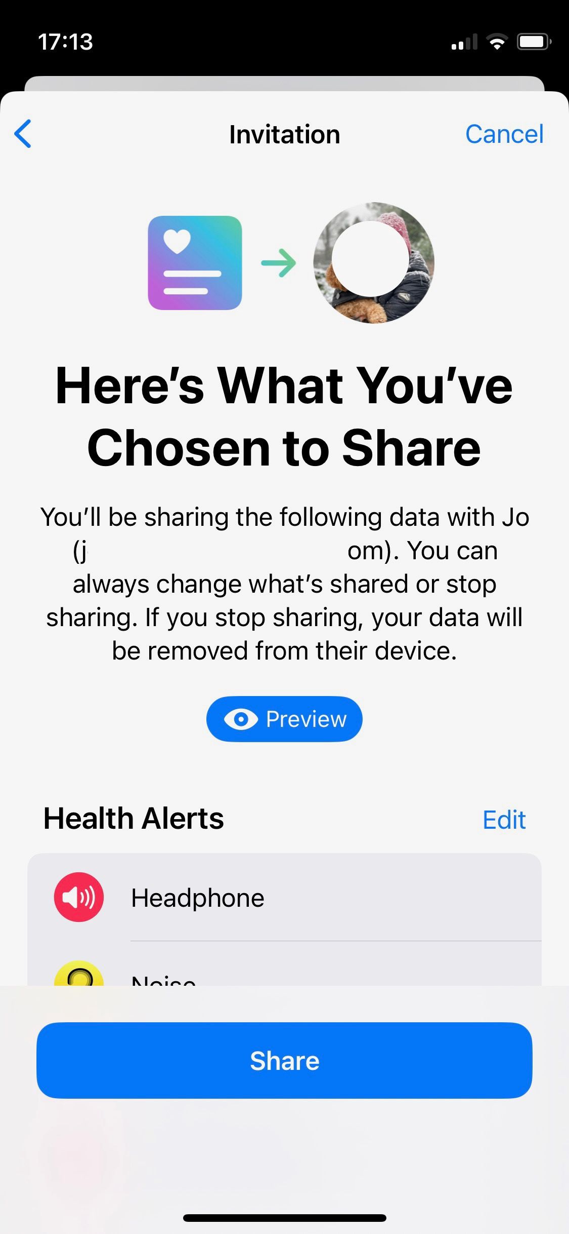 Скриншот экрана управления данными в Apple Health