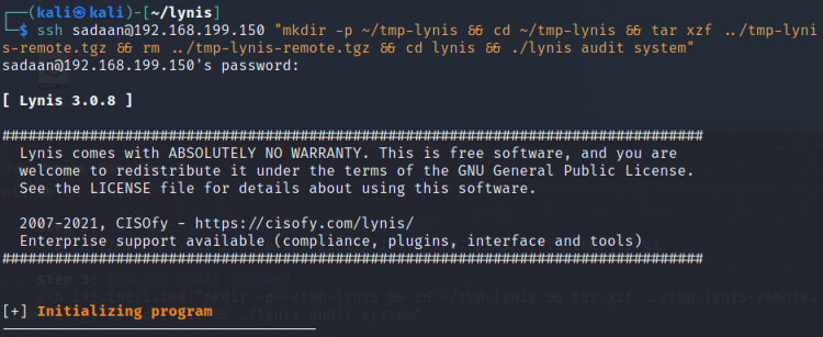 Запуск сканирования удалённой машины через ssh