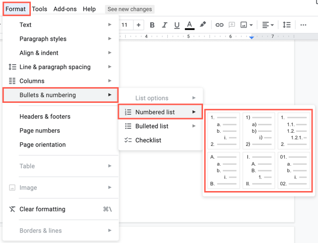 Выбор стиля нумерованного списка