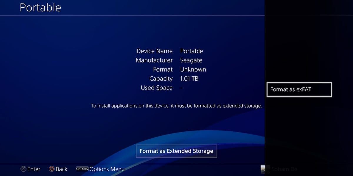 форматирование USB-накопителя в exFAT на PS4