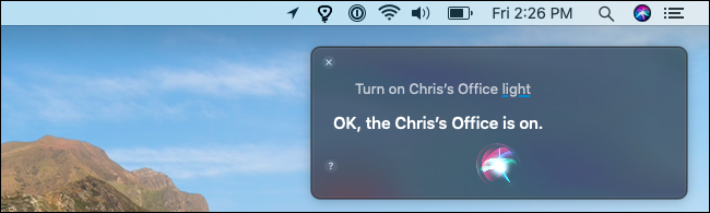 Включение лампы Hue через Siri на Mac