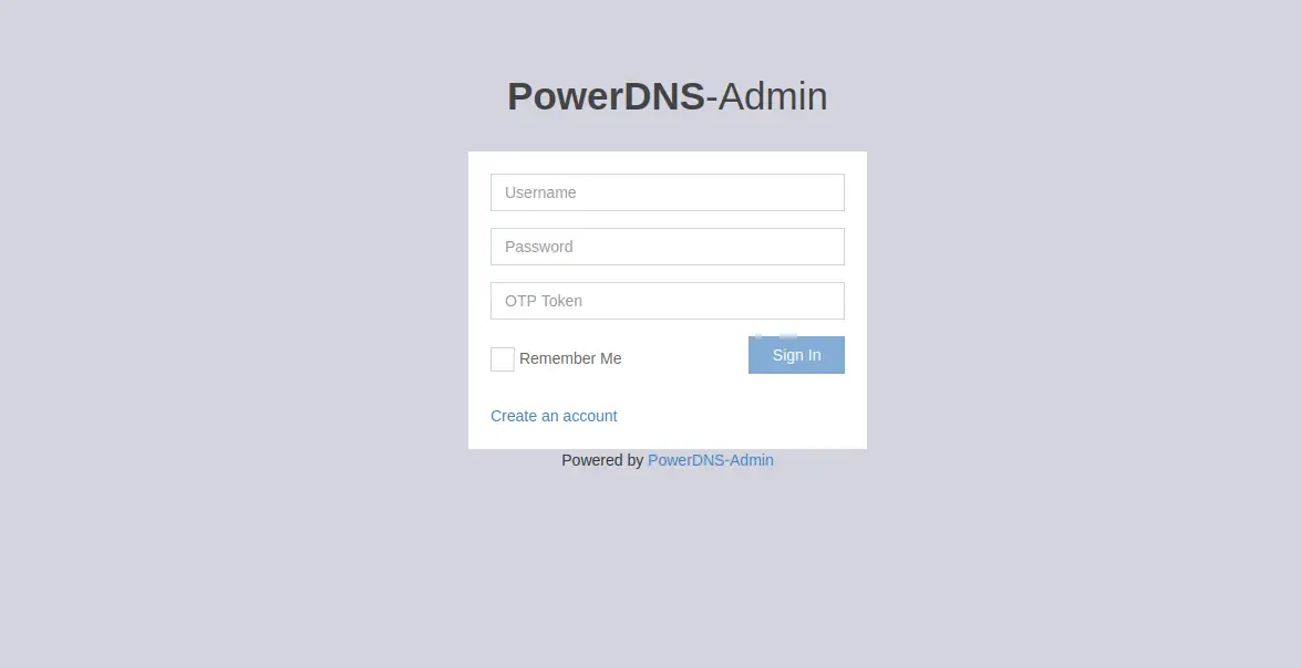 PowerDNS Admin login