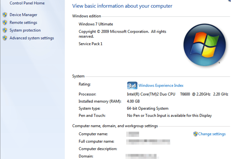 информация о системе Windows 7