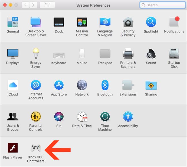Окно настроек контроллера Xbox в macOS