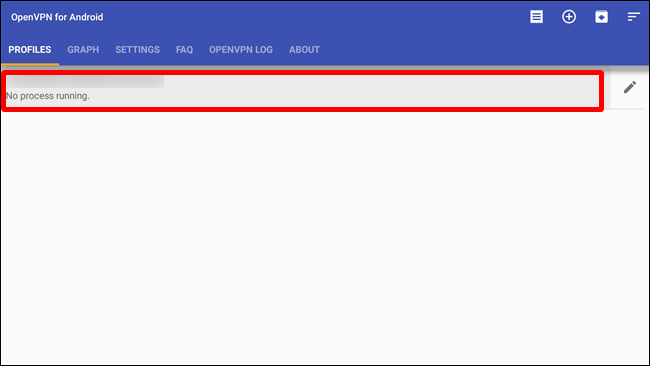 Список импортированных профилей OpenVPN на Android TV