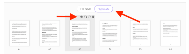 Удалите или поверните страницу через панель опций
